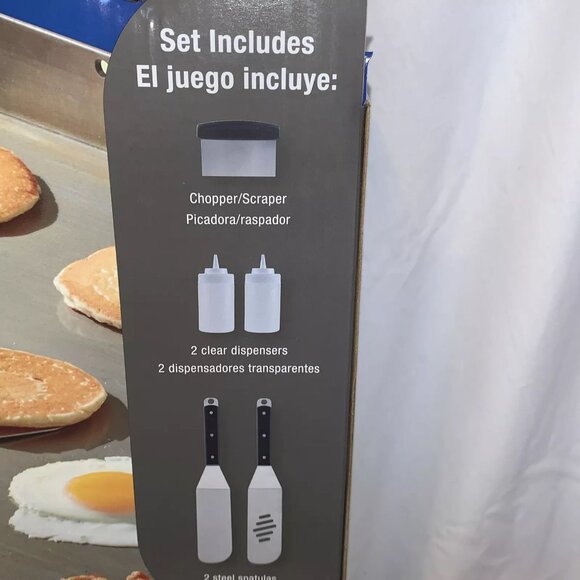 5 Piece Outdoor Griddle Tool Set w/ 2 Spatulas & Scraper Blue Rhino Razor NIB - Picture 6 of 9